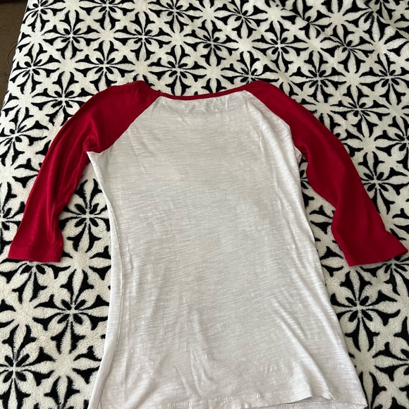 Red and White JAWS Graphic Raglan Tee - Picture 4 of 5